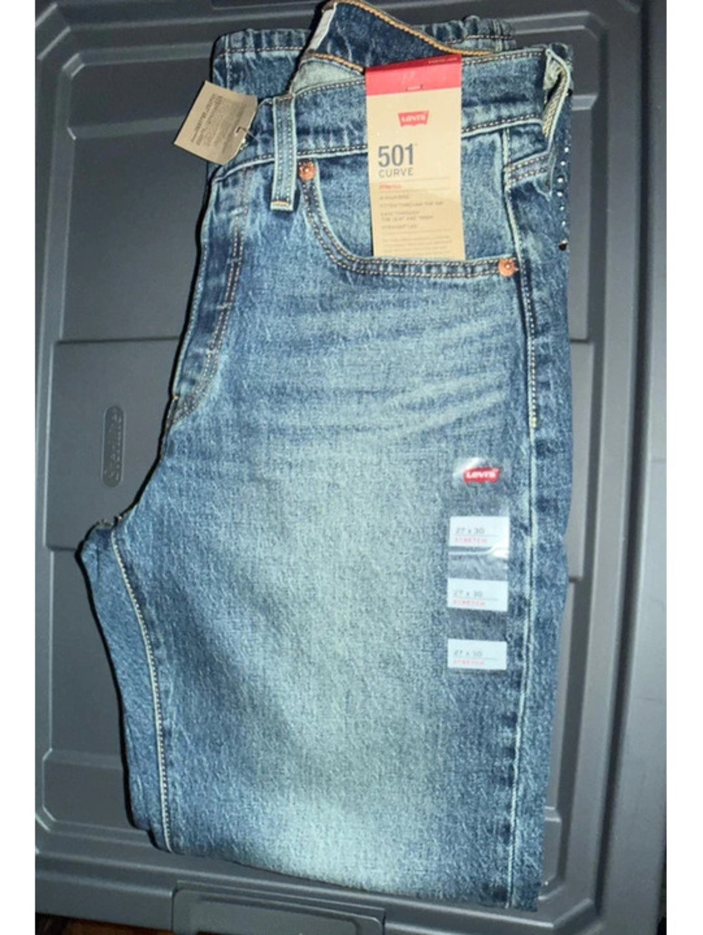 Levi’s Women’s 501 Curve Jeans 27x30 Rhinestone Studded Medium Wash NWT